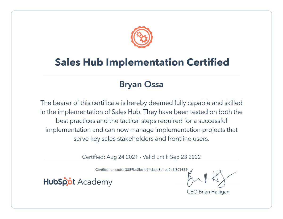 Hubspot Sales Hub Implementation