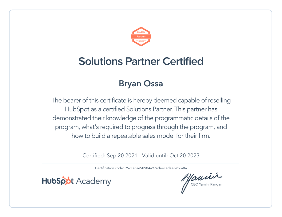 Hubspot Solutions Partner